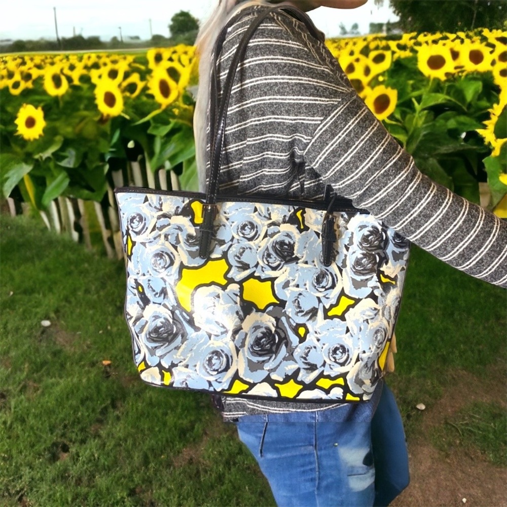 Nine West Floral Vinyl Tote Shoulder Bag